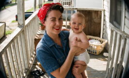 rosie the riveter with post war baby
