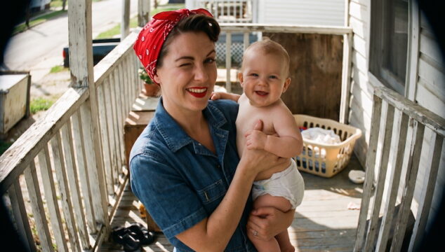 rosie the riveter with post war baby